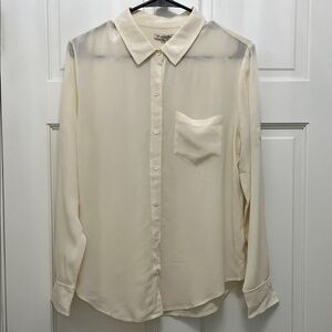 Broadway & Broome 100% Silk Elegant Cream Button Up Shirt - Size Medium
